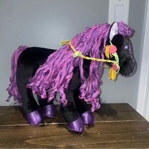 Manhattan Toy Co Groovy Girls Black Horse Purple Curly Hair Plush Toy Dol 2006